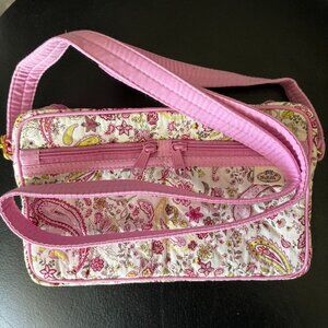 NaRaYA Paisley Floral Quilted Fabric 4 Pocket Crossbody Handbag Purse 8"L x 5"H